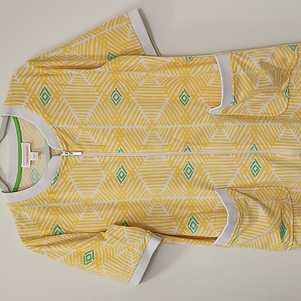 Stan Herman  Coastal Mosaic Ripples Zip Lounge/ Robe Dress Sunshine Size Small - Picture 16 of 16